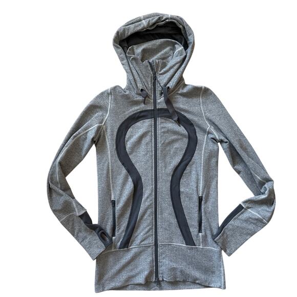 Lululemon Brushed Stride Jacket Ghost Heathered Coal Herringbone / Coal Size 6 - Picture 6 of 11